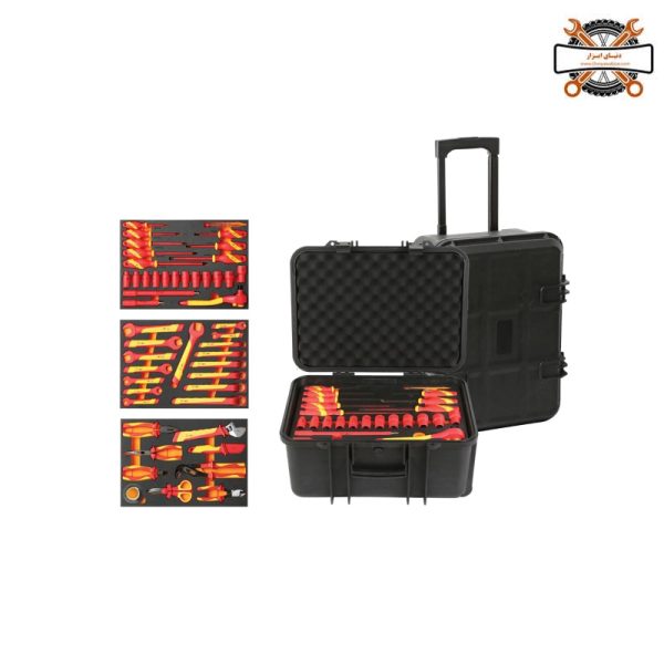 جعبه ابزار چرخ دار ۴۹ پارچه ۱۰۰۰ ولت برند LK مدل Y9143